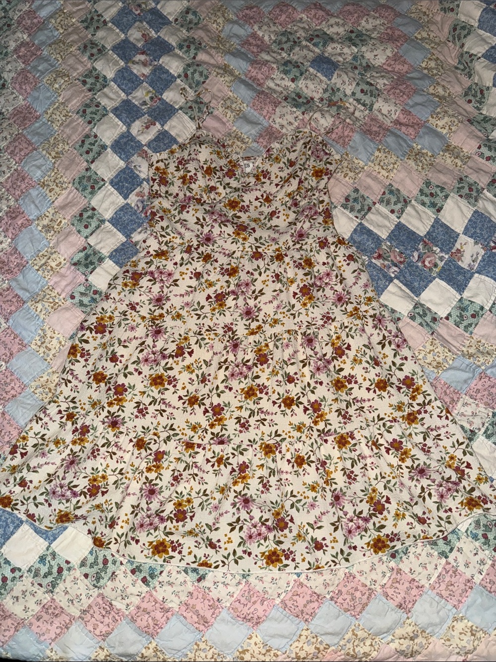 No Boundaries Cream Floral Mini Dress with Pink & Mustard Blooms